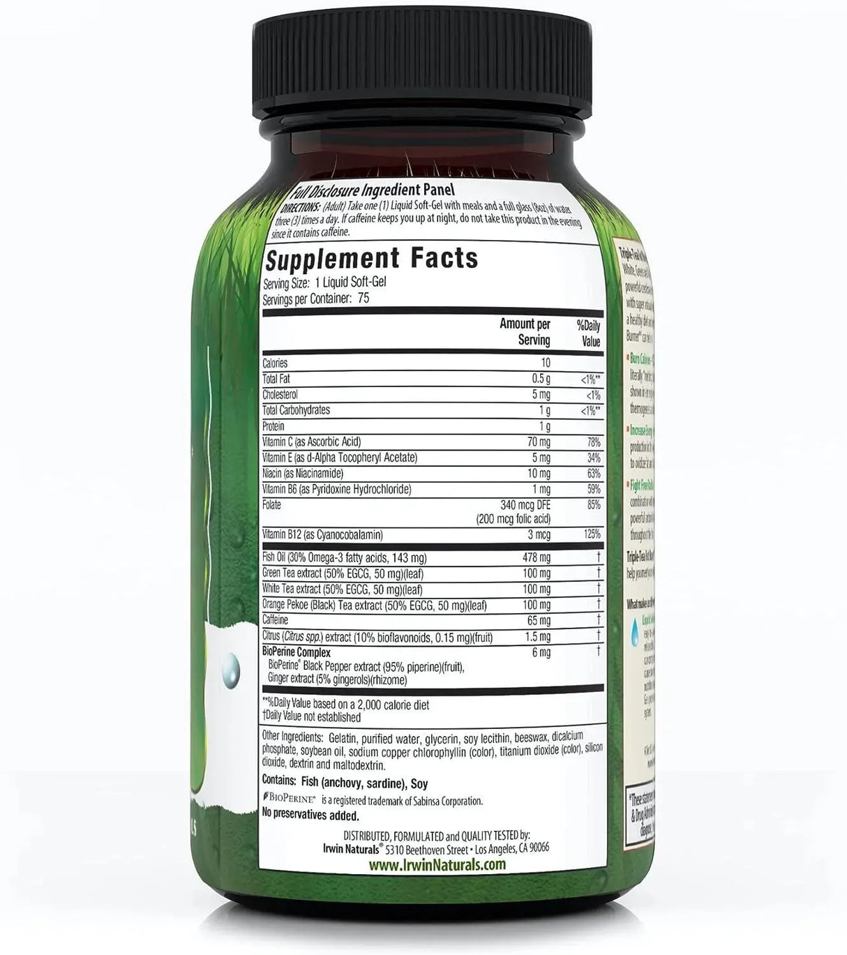 IRWIN NATURALS - Irwin Naturals Triple Tea Fat Burner 75 Capsulas Blandas - The Red Vitamin MX - Suplementos Alimenticios - {{ shop.shopifyCountryName }}