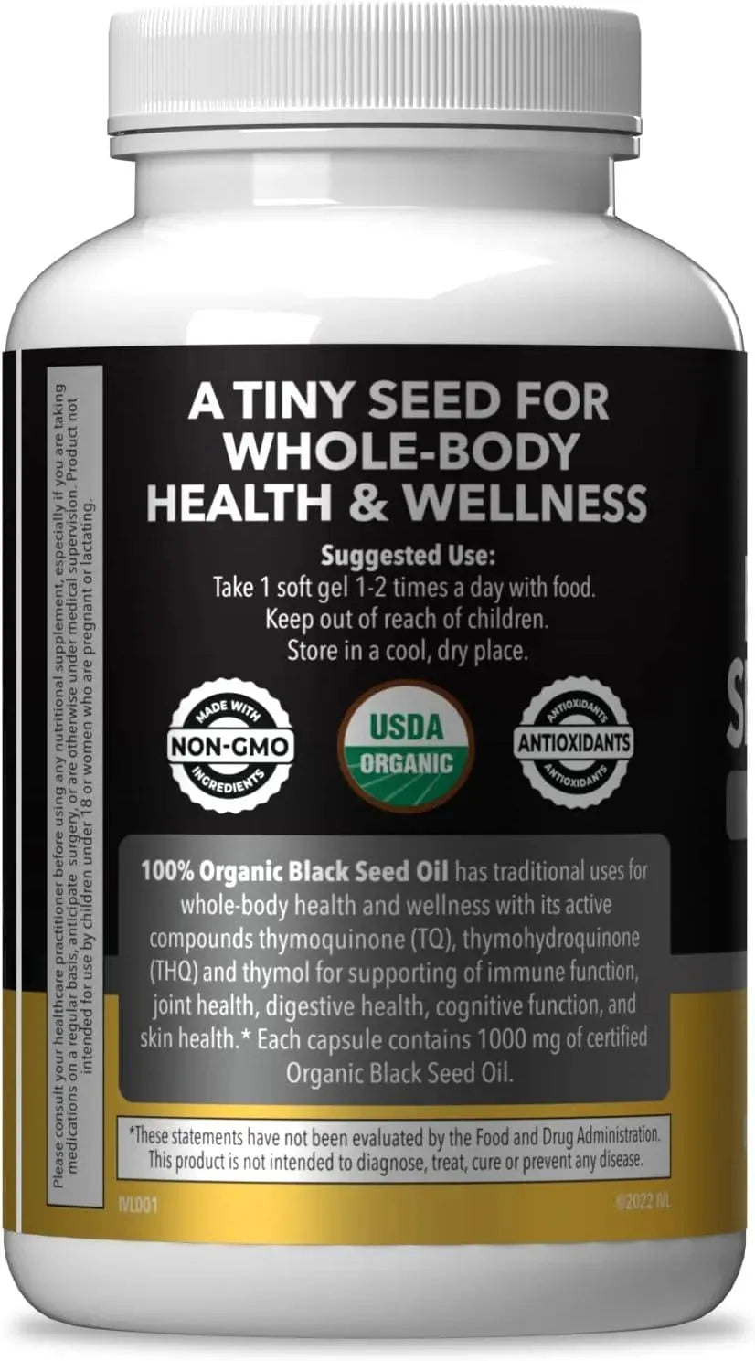 IVL - IVL Organic Black Seed Oil 1000Mg. 120 Capsulas Blandas - The Red Vitamin MX - Suplementos Alimenticios - {{ shop.shopifyCountryName }}