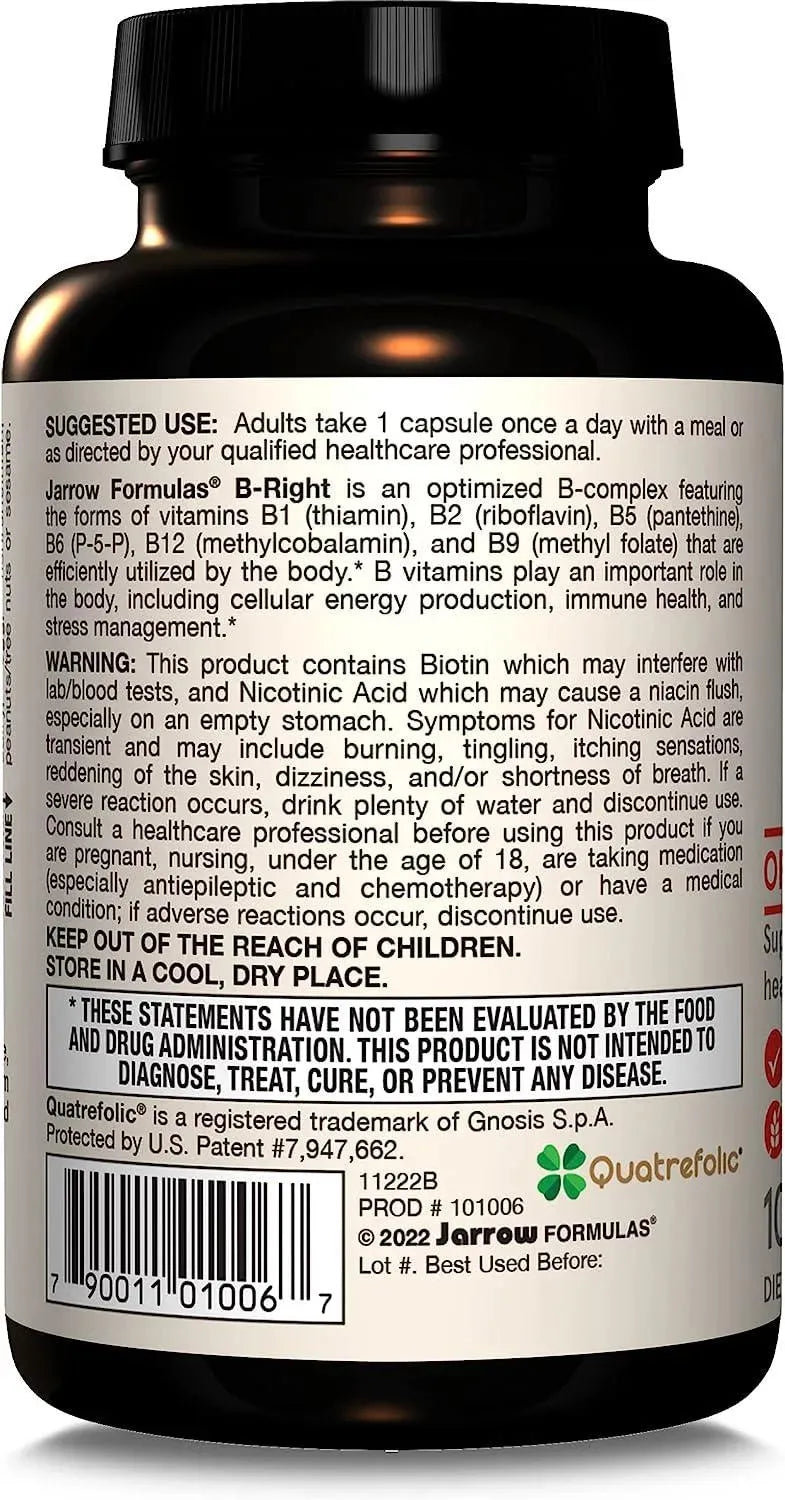 JARROW FORMULAS - Jarrow Formulas B-Right Complex 100 Capsulas - The Red Vitamin MX - Suplementos Alimenticios - {{ shop.shopifyCountryName }}