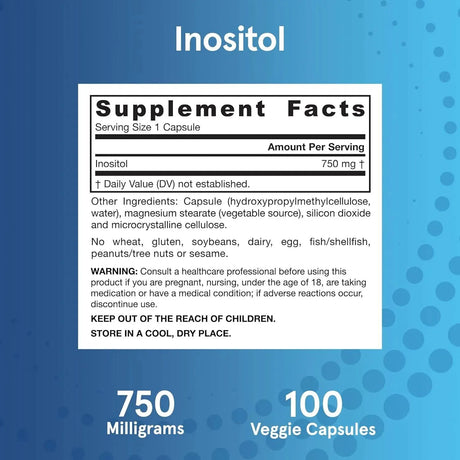 JARROW FORMULAS - Jarrow Formulas Inositol 750Mg. 100 Capsulas - The Red Vitamin MX - Suplementos Alimenticios - {{ shop.shopifyCountryName }}