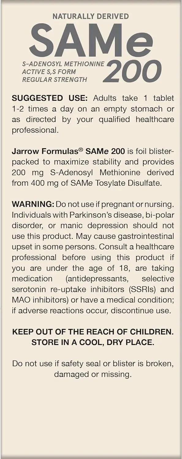 JARROW FORMULAS - Jarrow Formulas SAMe 200Mg. 60 Tabletas - The Red Vitamin MX - Suplementos Alimenticios - {{ shop.shopifyCountryName }}