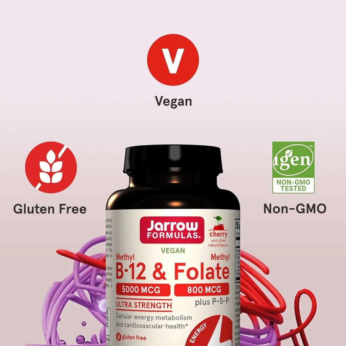 JARROW FORMULAS - Jarrow Formulas Ultra Strength Methyl B-12 5000mcg & Methyl Folate 800mcg 60 Tabletas Masticables - The Red Vitamin MX - Suplementos Alimenticios - {{ shop.shopifyCountryName }}