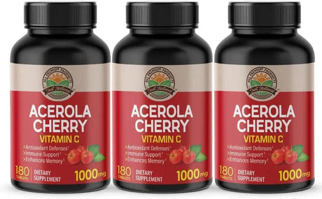 JUST NATURAL - Just Natural Acerola Cherry Vitamin C 1000Mg. 180 Tabletas 3 Pack - The Red Vitamin MX - Suplementos Alimenticios - {{ shop.shopifyCountryName }}