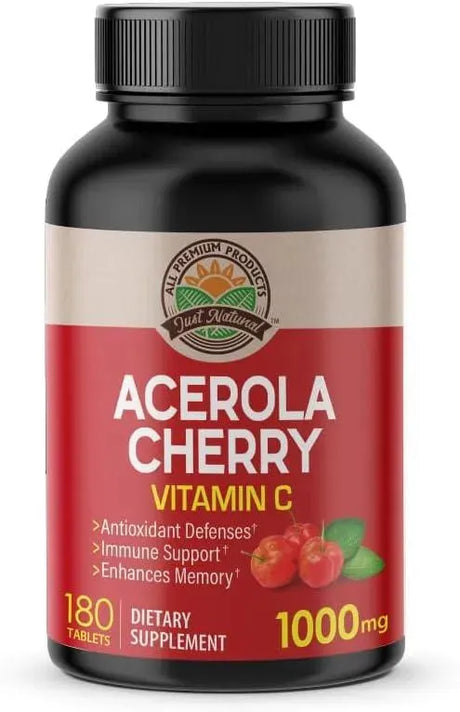JUST NATURAL - Just Natural Acerola Cherry Vitamin C 1000Mg. 180 Tabletas - The Red Vitamin MX - Suplementos Alimenticios - {{ shop.shopifyCountryName }}
