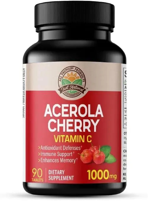 JUST NATURAL - Just Natural Acerola Cherry Vitamin C 1000Mg. 90 Tabletas - The Red Vitamin MX - Suplementos Alimenticios - {{ shop.shopifyCountryName }}