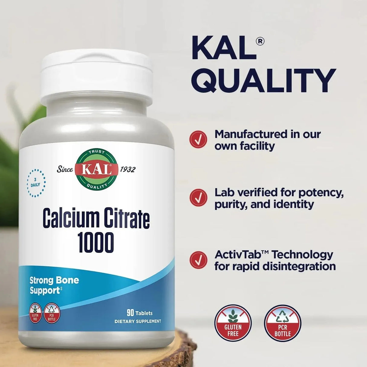KAL - KAL Calcium Citrate 1000Mg. 90 Tabletas - The Red Vitamin MX - Suplementos Alimenticios - {{ shop.shopifyCountryName }}