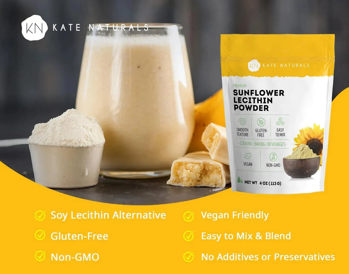 KATE NATURALS - Kate Naturals Sunflower Lecithin Powder 113Gr. - The Red Vitamin MX - Suplementos Alimenticios - {{ shop.shopifyCountryName }}