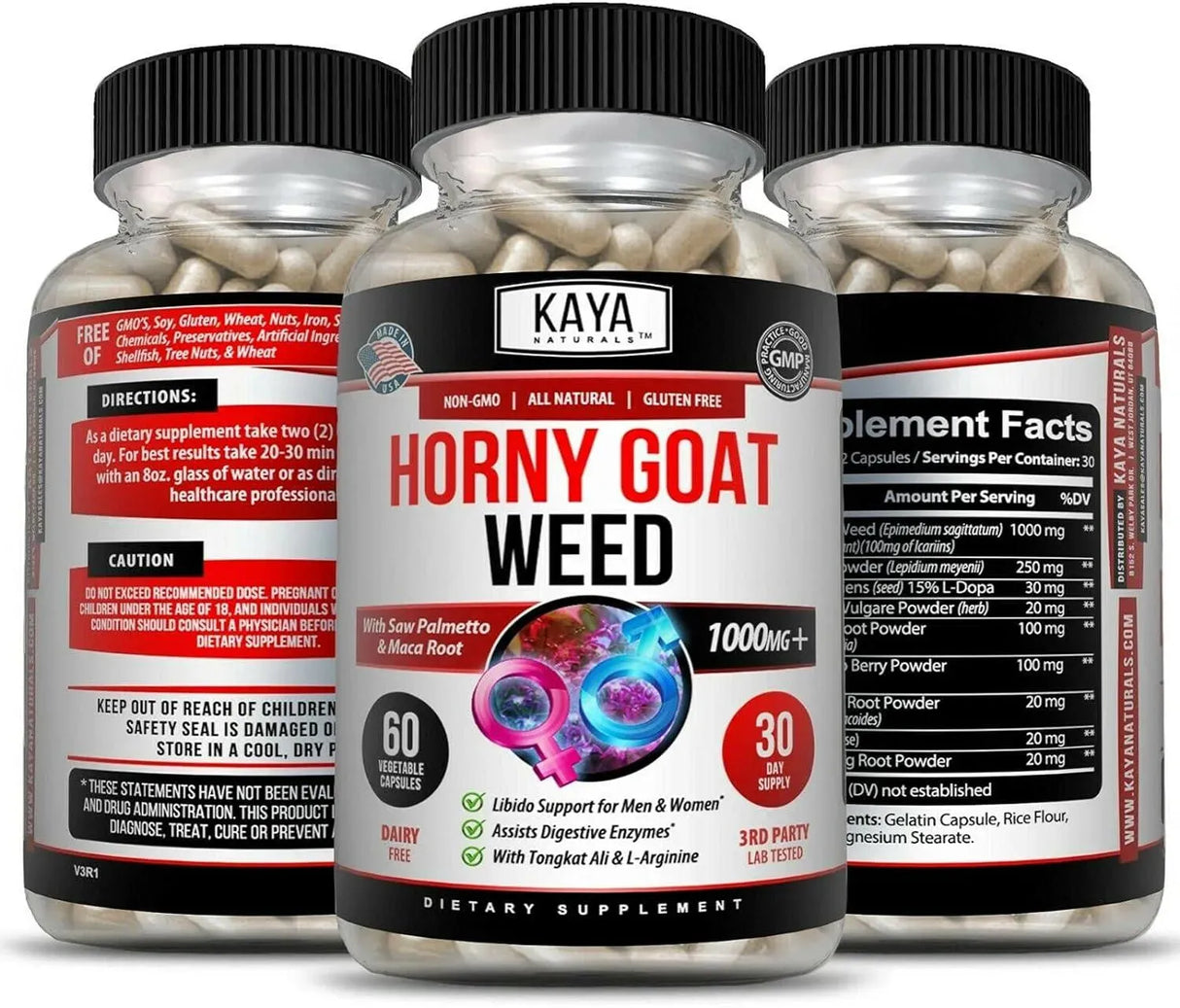 KAYA NATURALS - Kaya Naturals Horny Goat Weed Extract 60 Capsulas - The Red Vitamin MX - Suplementos Alimenticios - {{ shop.shopifyCountryName }}