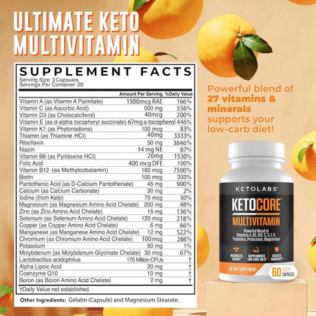 KETOLABS - Ketocore Keto Vitamins 60 Capsulas - The Red Vitamin MX - Suplementos Alimenticios - {{ shop.shopifyCountryName }}