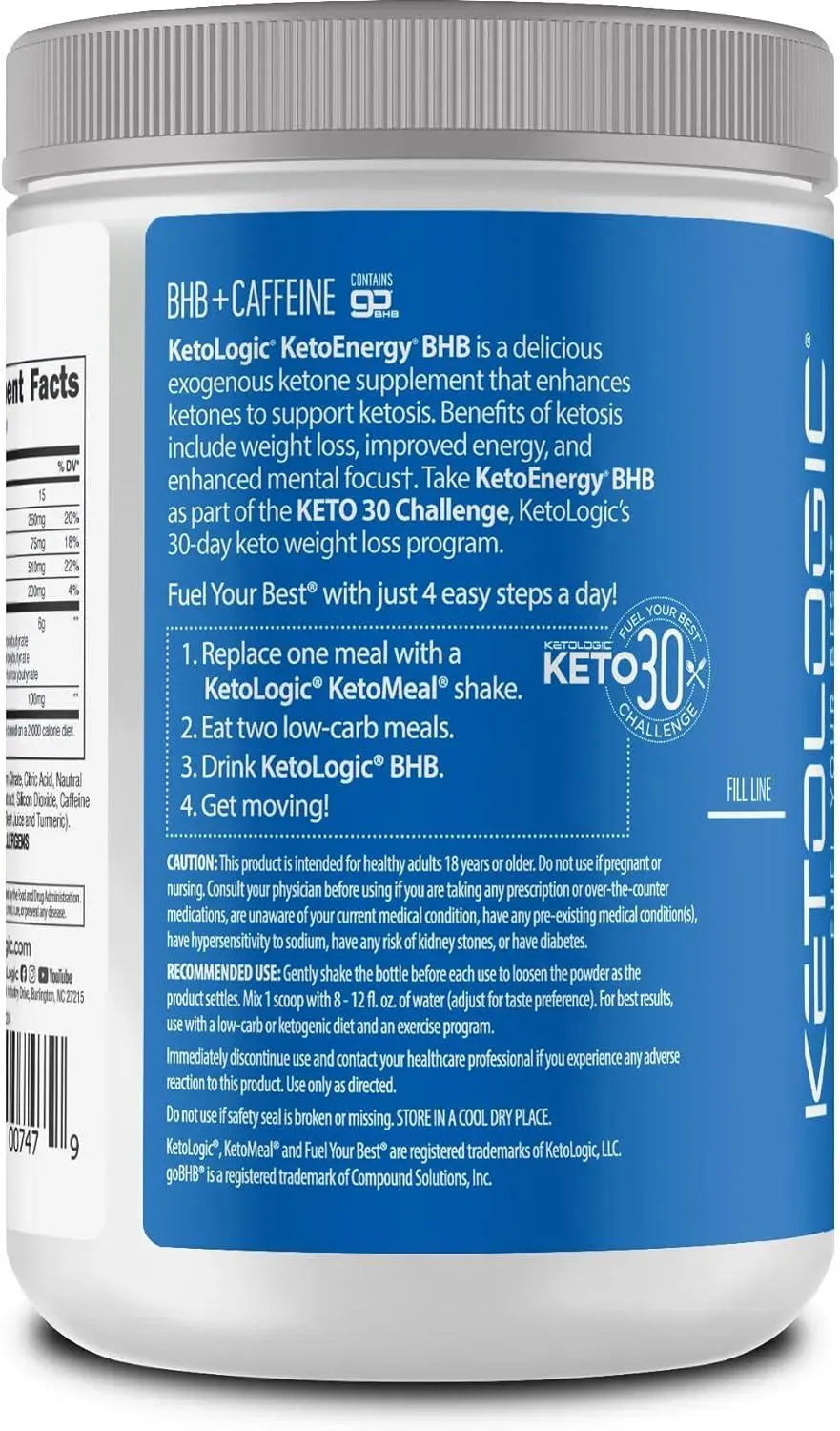 KETOLOGIC - KetoLogic BHB KetoEnergy Exogenous Ketones Powder with Caffeine Raspberry Lemonade 30 Servicios 255 Gr. - The Red Vitamin MX - Suplementos Alimenticios - {{ shop.shopifyCountryName }}