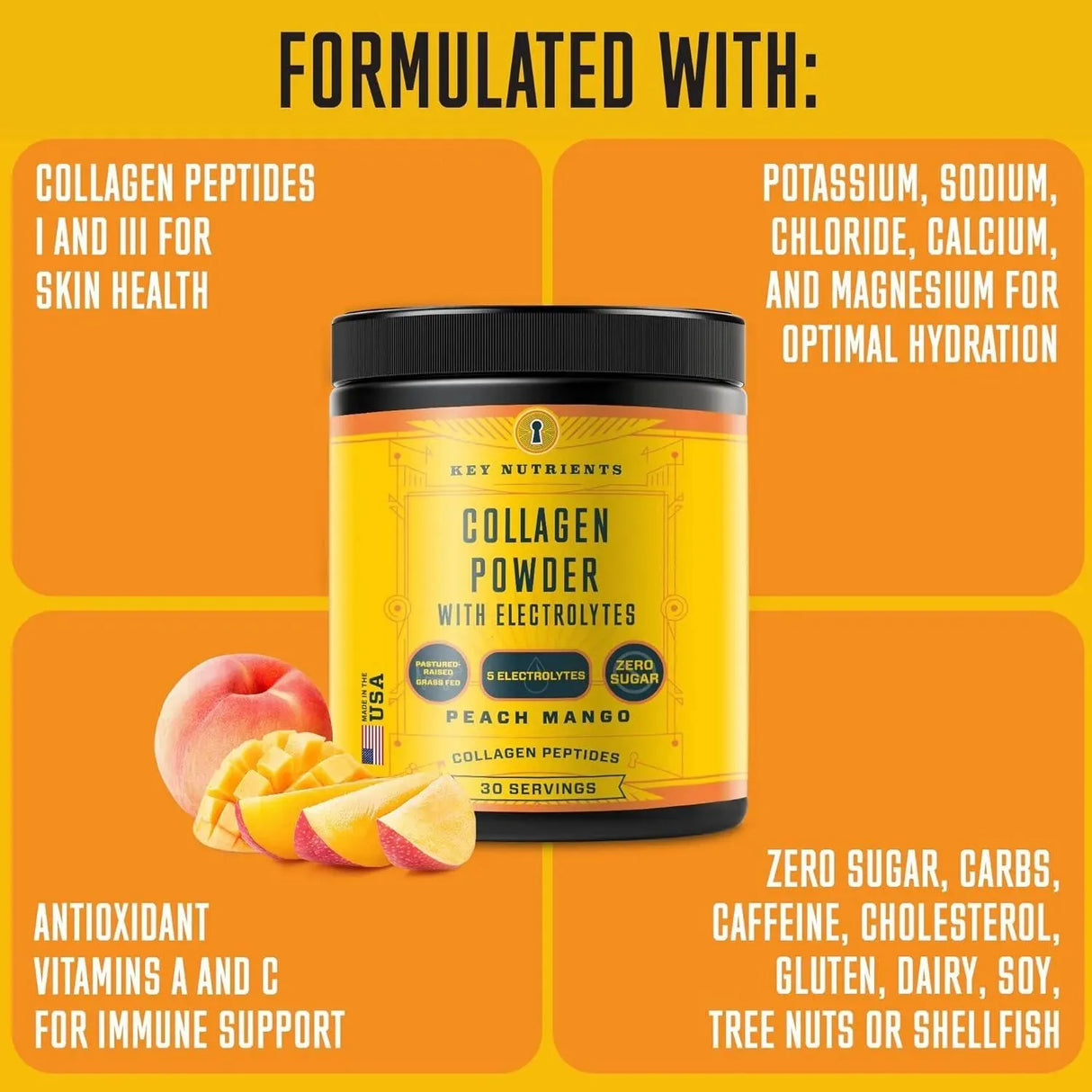 KEY NUTRIENTS - Key Nutrients Collagen Peptides with Electrolytes Powder 30 Servicios 454Gr. - The Red Vitamin MX - Suplementos Alimenticios - {{ shop.shopifyCountryName }}