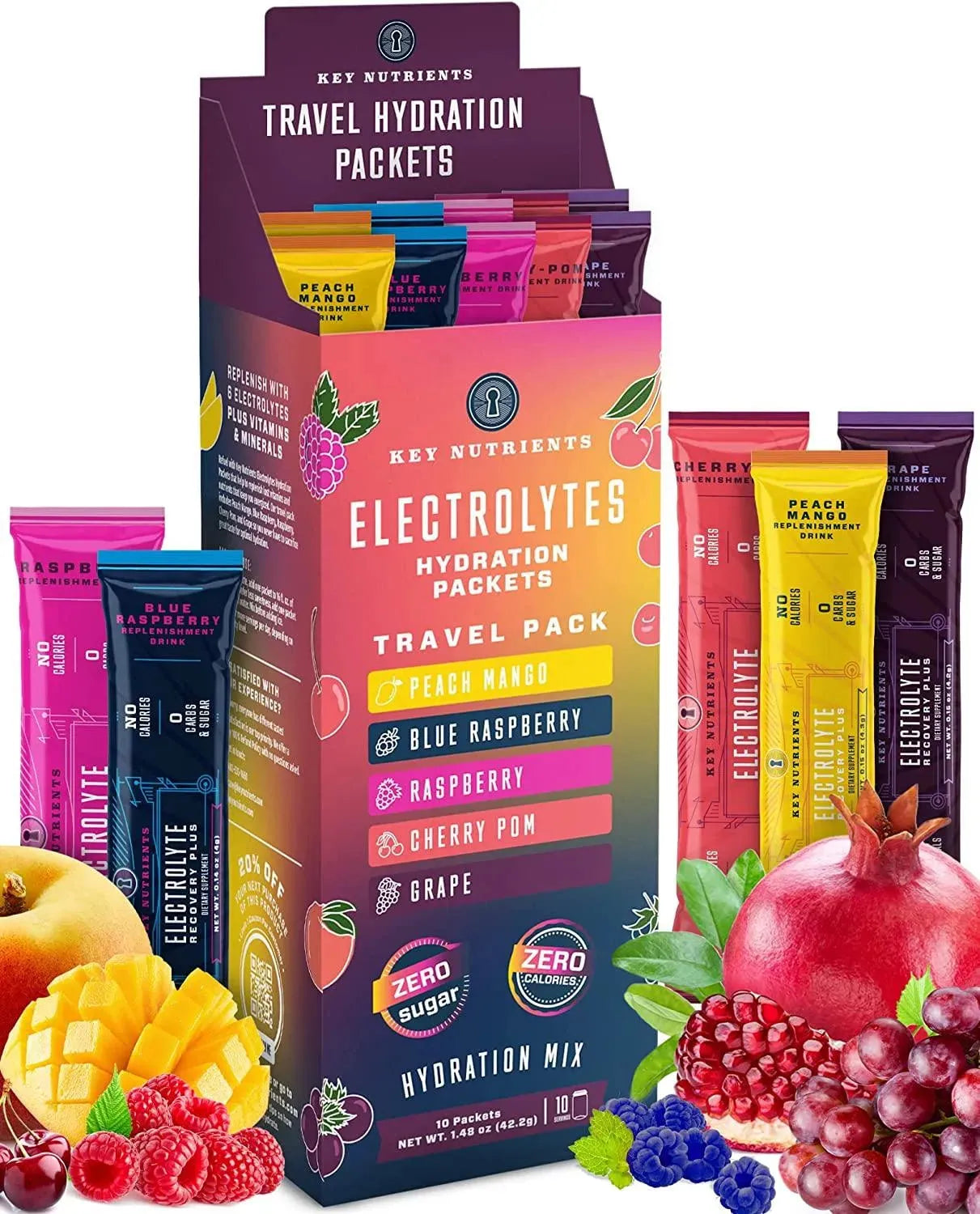 KEY NUTRIENTS - Key Nutrients Electrolytes Powder Packets 5 Delicious Flavors 10 Paquetes - The Red Vitamin MX - Suplementos Alimenticios - {{ shop.shopifyCountryName }}