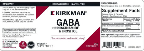 KIRKMAN - Kirkman GABA with Niacinamide & Inositol 250 Capsulas - The Red Vitamin MX - Suplementos Alimenticios - {{ shop.shopifyCountryName }}