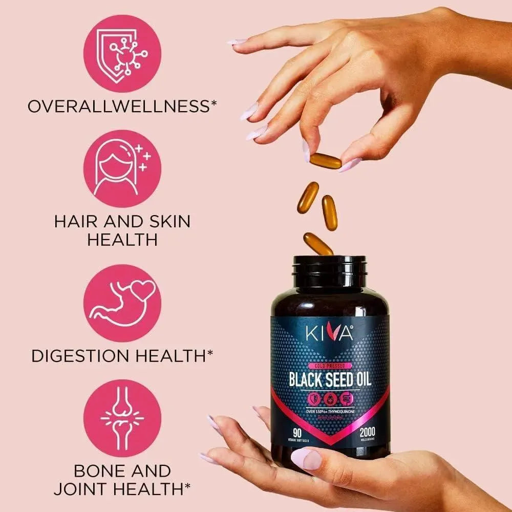KIVA - Kiva Black Seed Oil 2000Mg. 90 Capsulas Blandas - The Red Vitamin MX - Suplementos Alimenticios - {{ shop.shopifyCountryName }}
