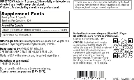 KLAIRE LABS - laire Labs Lithium Orotate 4.8 Mg. 120 Capsulas - The Red Vitamin MX - Suplementos Alimenticios - {{ shop.shopifyCountryName }}