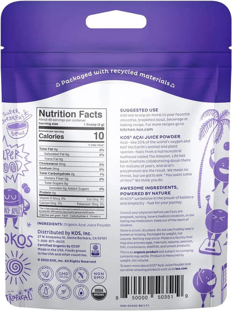 KOS - KOS Organic Acai Powder 120Gr. - The Red Vitamin MX - Suplementos Alimenticios - {{ shop.shopifyCountryName }}