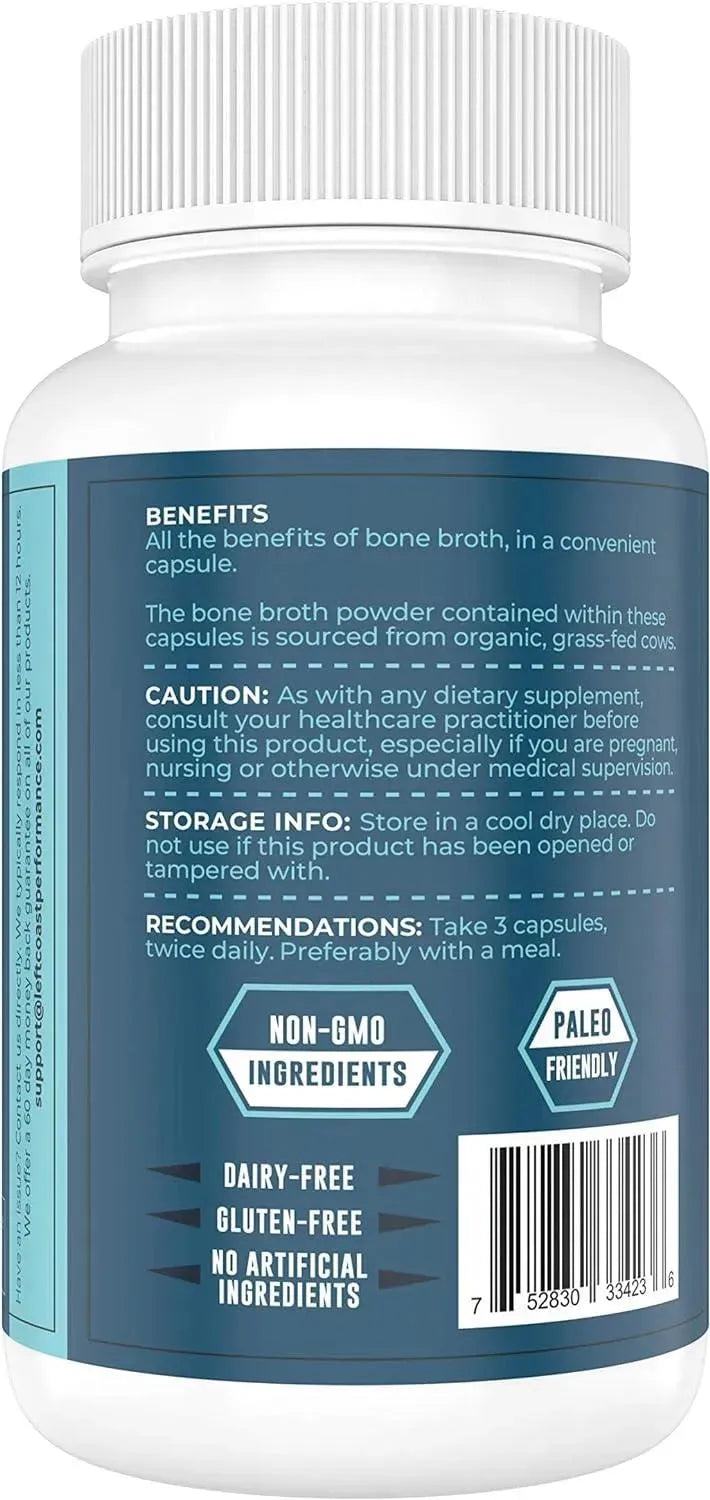 LEFT COAST PERFORMANCE - Left Coast Performance Grass-Fed Bone Broth 180 Capsulas - The Red Vitamin MX - Suplementos Alimenticios - {{ shop.shopifyCountryName }}