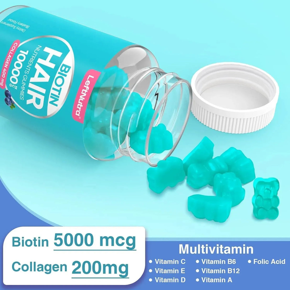 LEFTNUTRA - LeftNutra Hair Vitamins Biotin Gummies 10000mcg 60 Gomitas - The Red Vitamin MX - Suplementos Alimenticios - {{ shop.shopifyCountryName }}