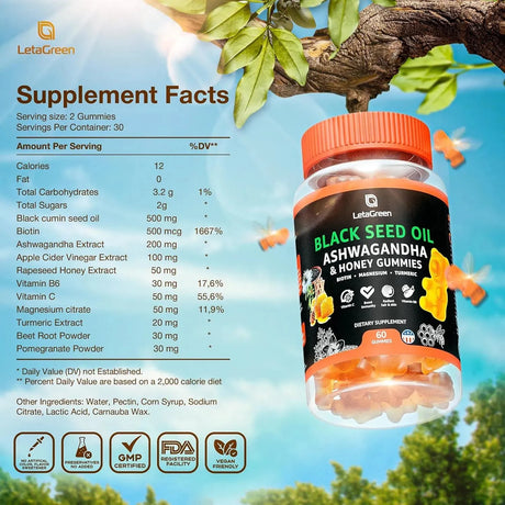 LETAGREEN - LetaGreen Black Seed Oil Gummies 60 Gomitas 2 Pack - The Red Vitamin MX - Suplementos Alimenticios - {{ shop.shopifyCountryName }}