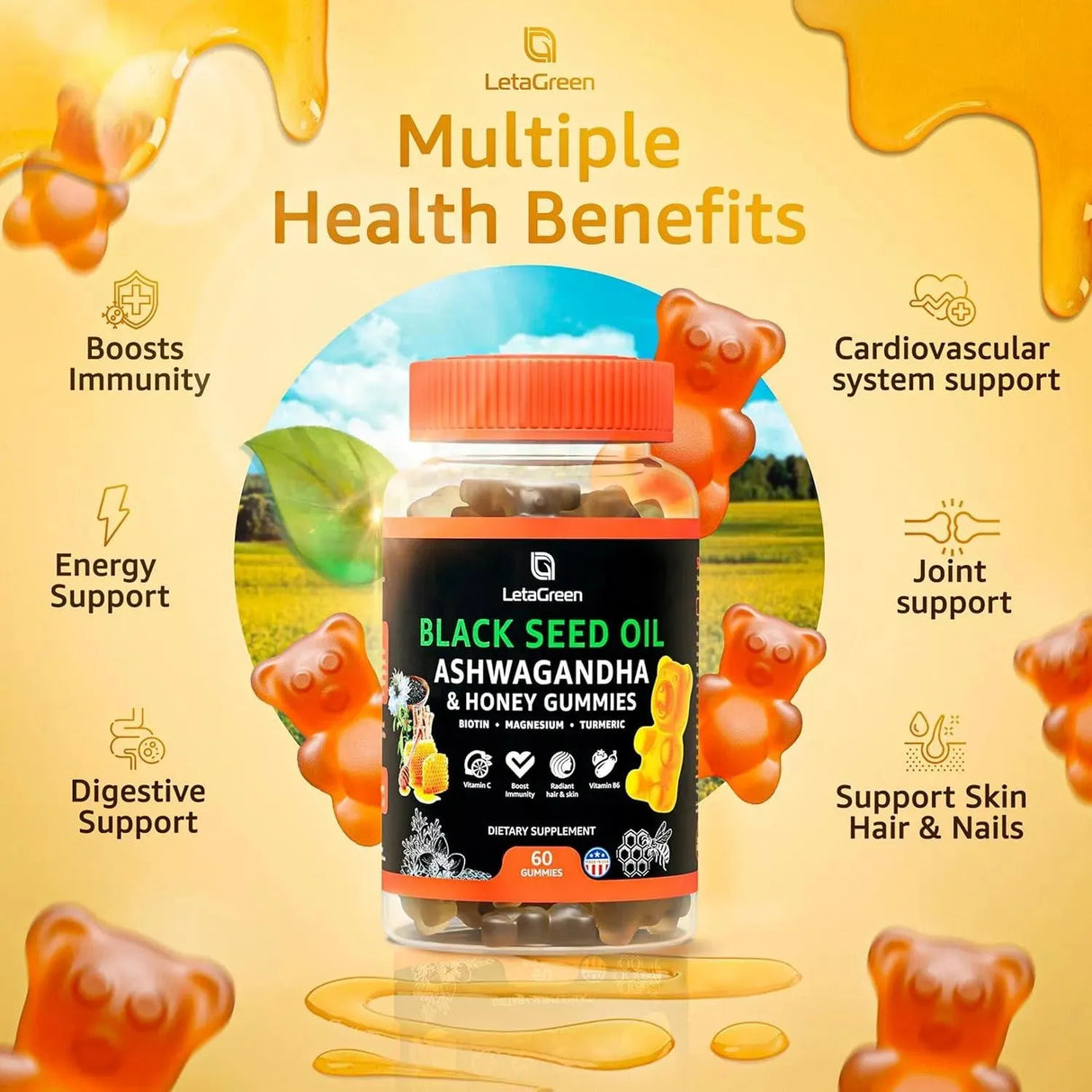 LETAGREEN - LetaGreen Black Seed Oil Gummies 60 Gomitas 2 Pack - The Red Vitamin MX - Suplementos Alimenticios - {{ shop.shopifyCountryName }}