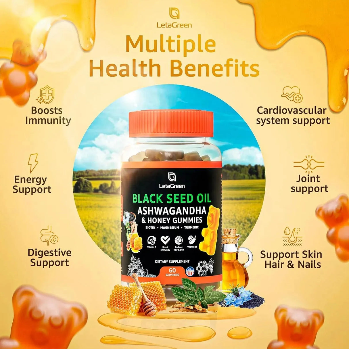 LETAGREEN - LetaGreen Black Seed Oil Gummies 60 Gomitas - The Red Vitamin MX - Suplementos Alimenticios - {{ shop.shopifyCountryName }}