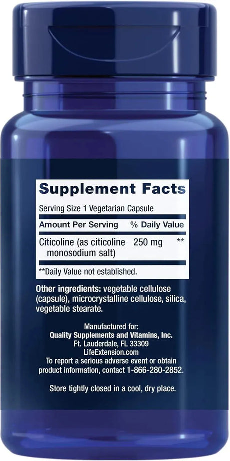 LIFE EXTENSION - Life Extension Citicoline (CDP-Choline) 60 Capsulas - The Red Vitamin MX - Suplementos Alimenticios - {{ shop.shopifyCountryName }}