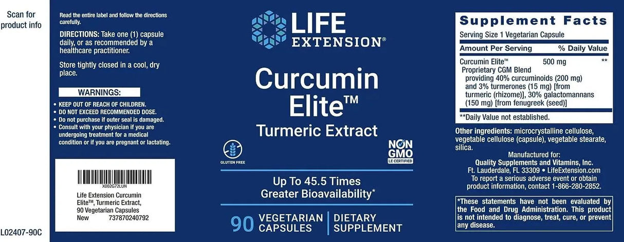 LIFE EXTENSION - Life Extension Curcumin Elite Turmeric Extract 90 Capsulas - The Red Vitamin MX - Suplementos Alimenticios - {{ shop.shopifyCountryName }}