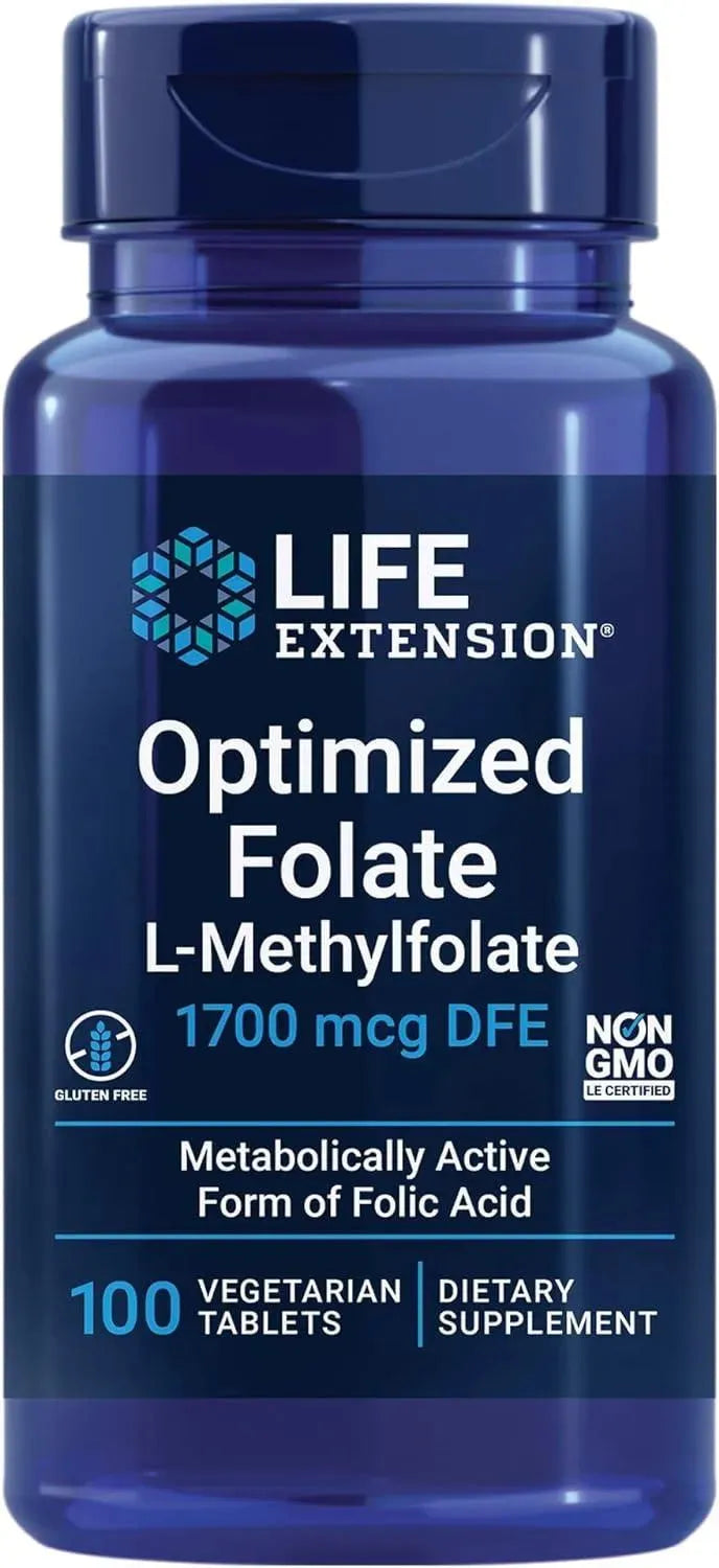 LIFE EXTENSION - Life Extension Optimized Folate L-methylfolate 100 Tabletas - The Red Vitamin MX - Suplementos Alimenticios - {{ shop.shopifyCountryName }}