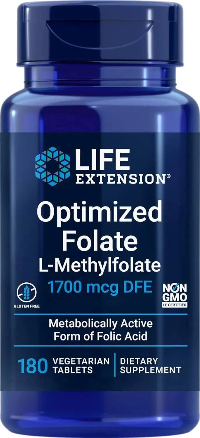 LIFE EXTENSION - Life Extension Optimized Folate (L-Methylfolate) 1700mcg 180 Tabletas - The Red Vitamin MX - Suplementos Alimenticios - {{ shop.shopifyCountryName }}