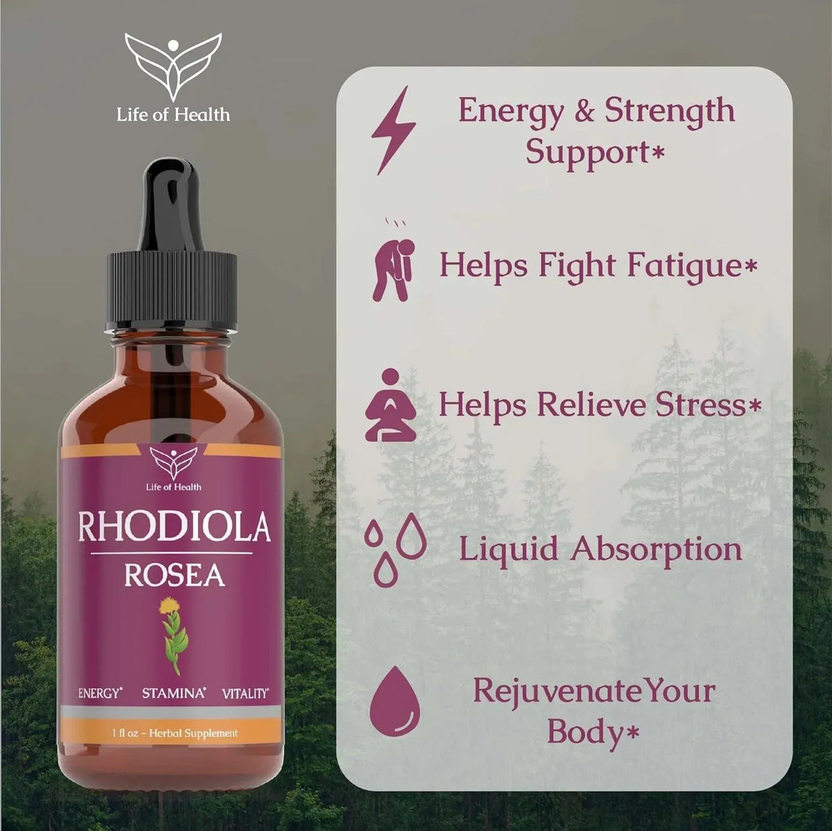 LIFE OF HEALTH - Life of Health Rhodiola Rosea Tincture 1 Fl.Oz. 2 Pack - The Red Vitamin MX - Suplementos Alimenticios - {{ shop.shopifyCountryName }}