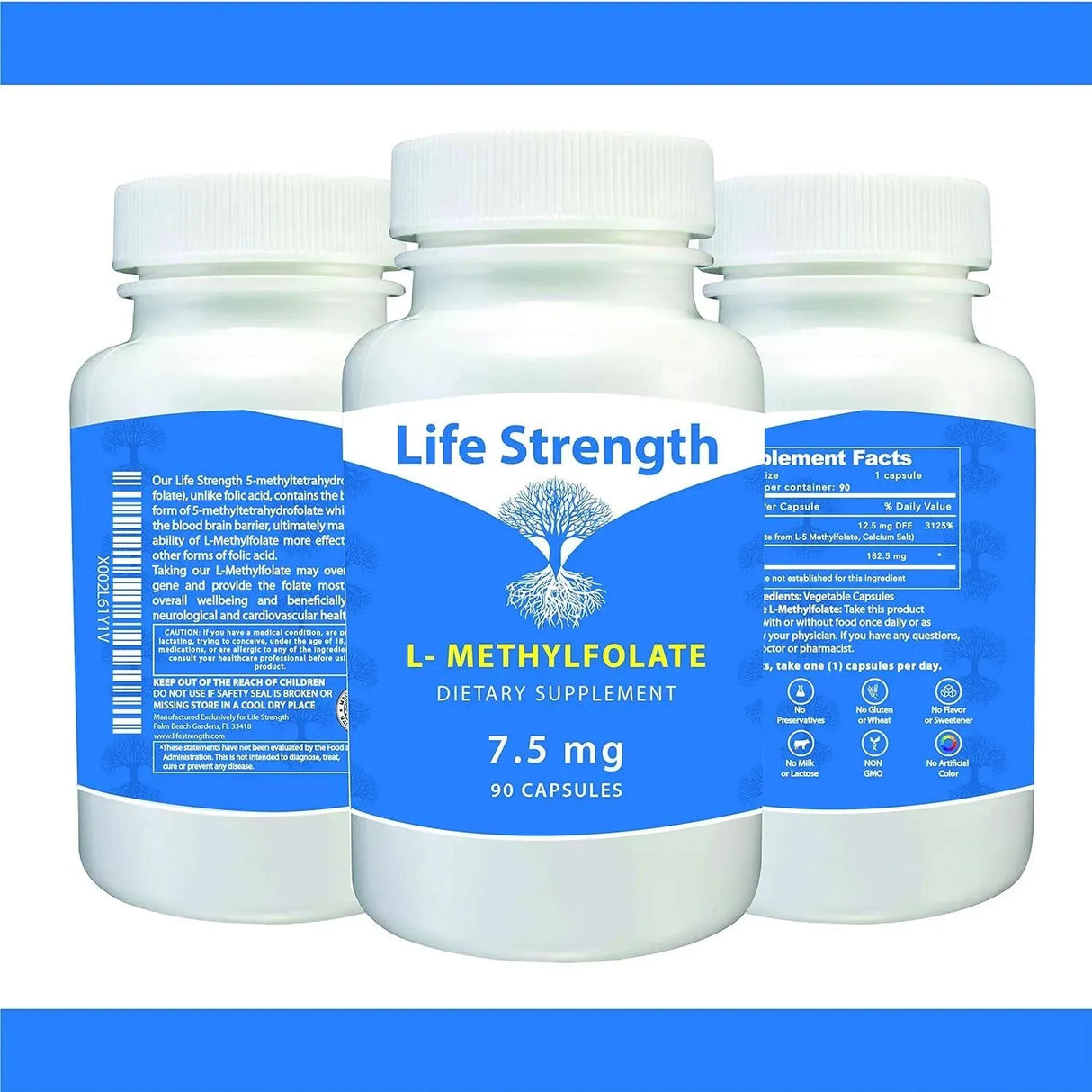 LIFE STRENGTH - Life Strength L-Methylfolate 7.5Mg. 90 Capsulas - The Red Vitamin MX - Suplementos Alimenticios - {{ shop.shopifyCountryName }}