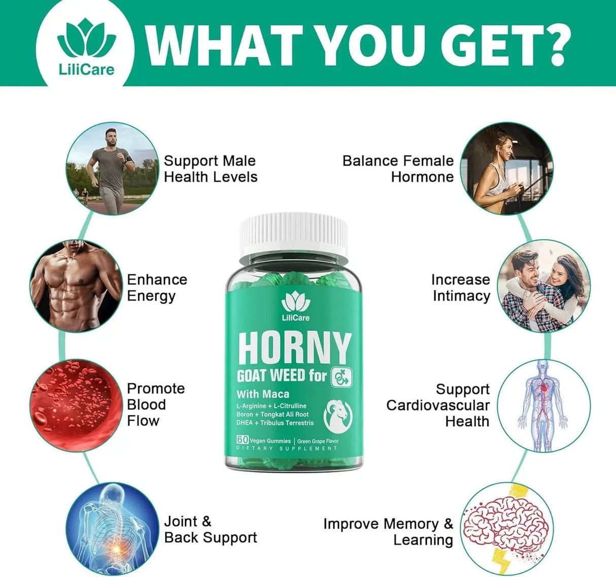 LILICARE - LiliCare Horny Goat Weed Gummies 60 Gomitas - The Red Vitamin MX - Suplementos Alimenticios - {{ shop.shopifyCountryName }}