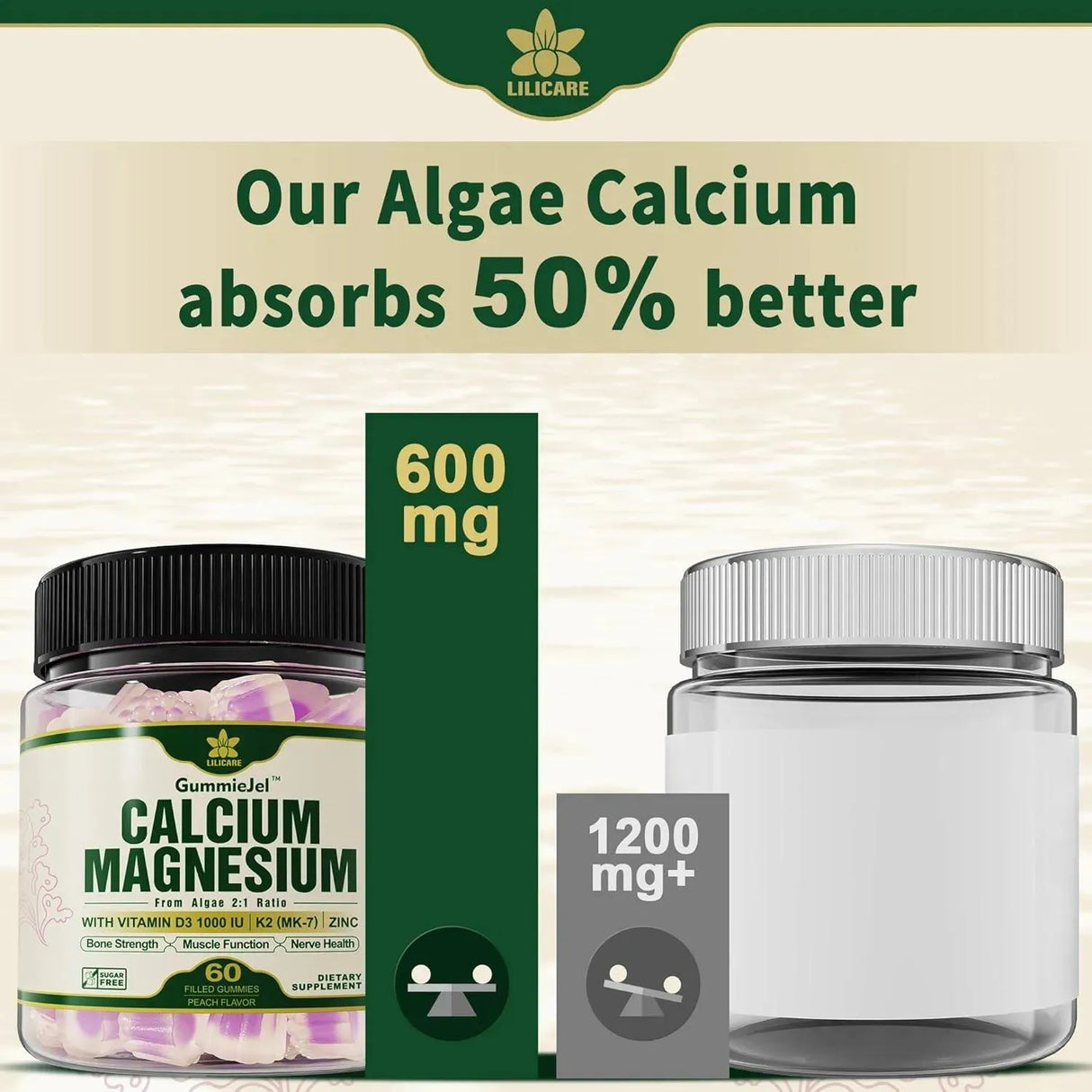 LILICARE - Lilicare Sugar Free Calcium Magnesium Zinc Gummies 60 Gomitas - The Red Vitamin MX - Suplementos Alimenticios - {{ shop.shopifyCountryName }}