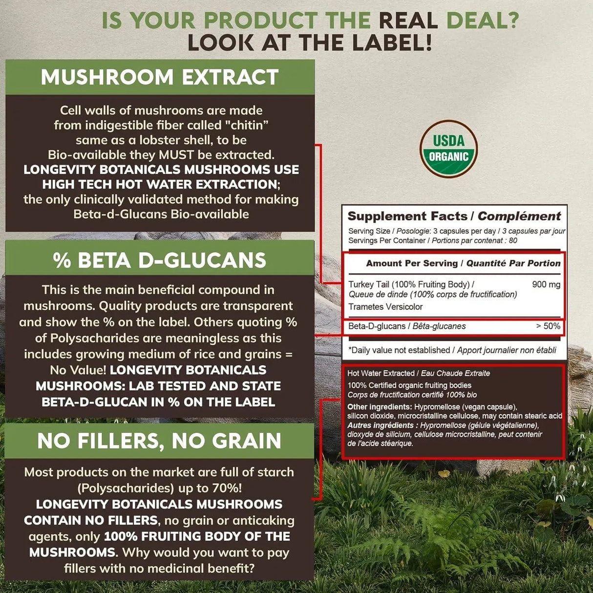 LONGEVITY BOTANICALS - Longevity Botanicals Organic Turkey Tail Mushroom 120 Capsulas - The Red Vitamin MX - Suplementos Alimenticios - {{ shop.shopifyCountryName }}