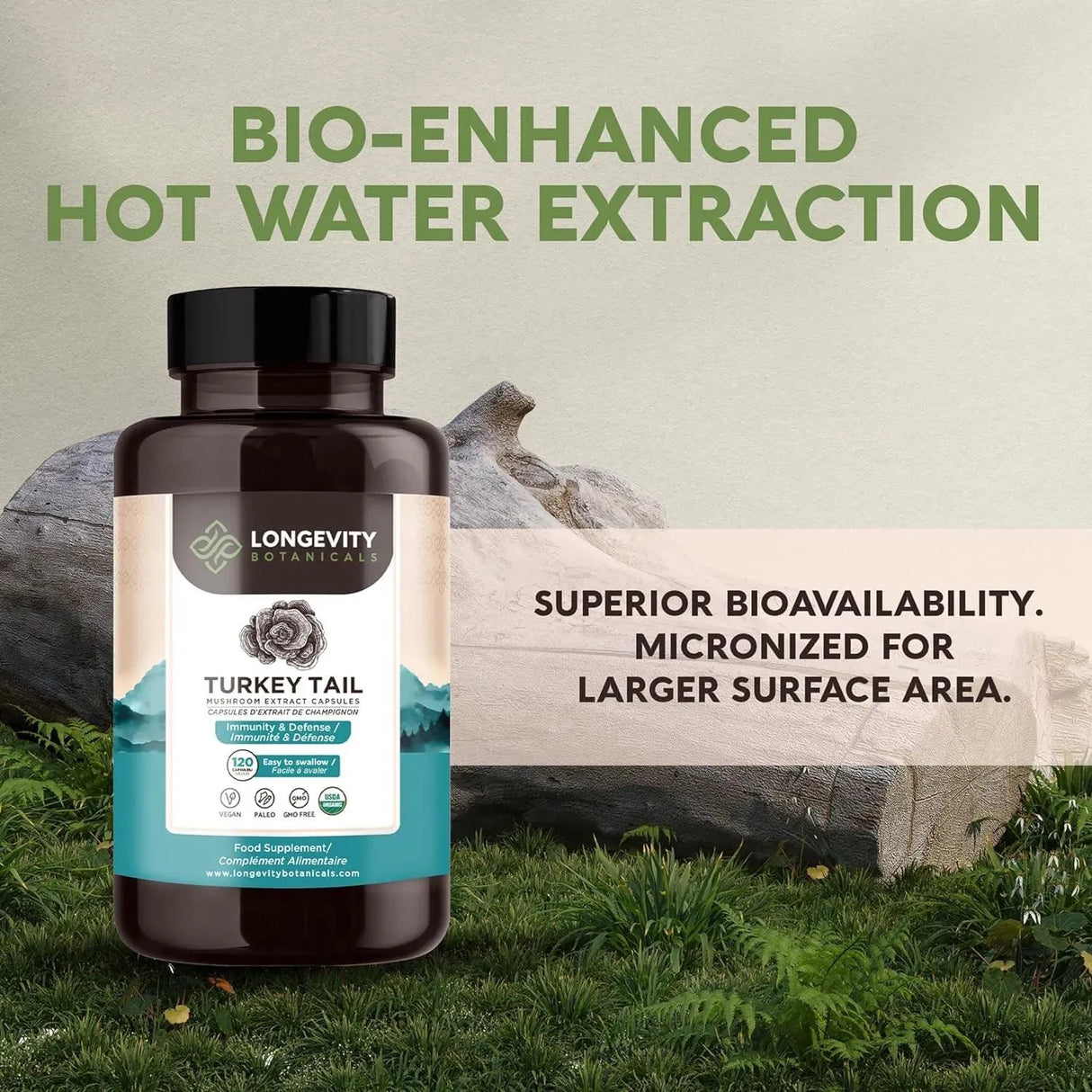 LONGEVITY BOTANICALS - Longevity Botanicals Organic Turkey Tail Mushroom 120 Capsulas - The Red Vitamin MX - Suplementos Alimenticios - {{ shop.shopifyCountryName }}