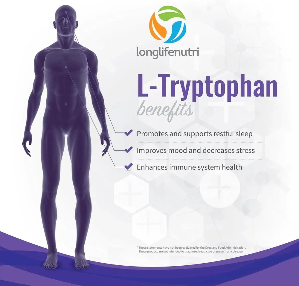 LONGLIFENUTRI - LongLifeNutri L-Tryptophan 500Mg. 180 Capsulas - The Red Vitamin MX - Suplementos Alimenticios - {{ shop.shopifyCountryName }}