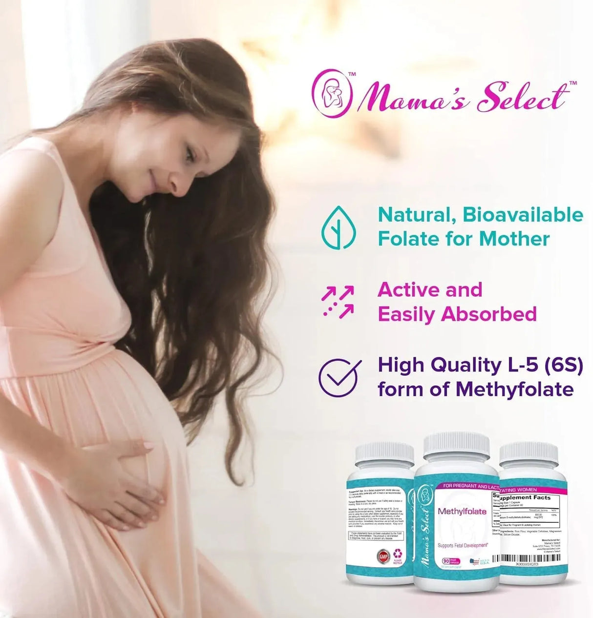 MAMA'S SELECT - Mama's Select Methylfolate MTHFR Folate 90 Capsulas - The Red Vitamin MX - Suplementos Alimenticios - {{ shop.shopifyCountryName }}
