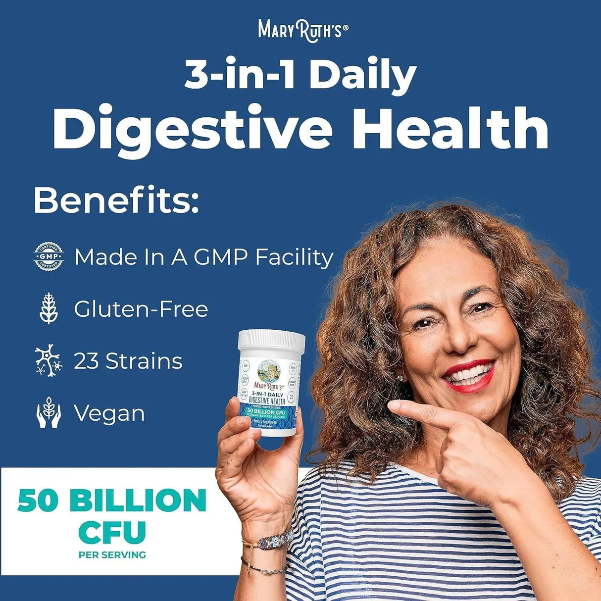 MARY RUTH ORGANICS - Mary Ruth's 3 in 1 Digestive Health Probiotic 30 Capsulas - The Red Vitamin MX - Suplementos Alimenticios - {{ shop.shopifyCountryName }}