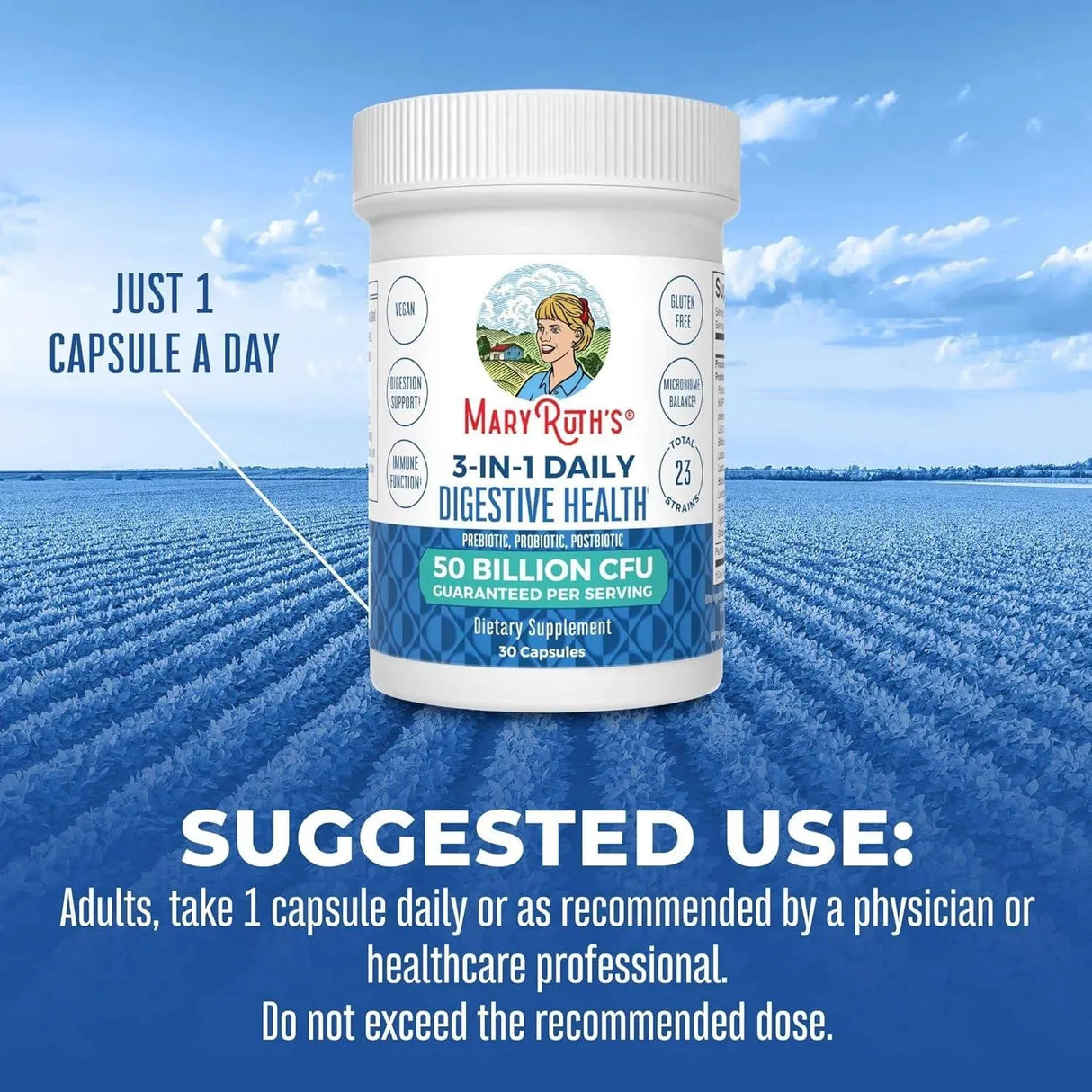 MARY RUTH ORGANICS - Mary Ruth's 3 in 1 Digestive Health Probiotic 30 Capsulas - The Red Vitamin MX - Suplementos Alimenticios - {{ shop.shopifyCountryName }}