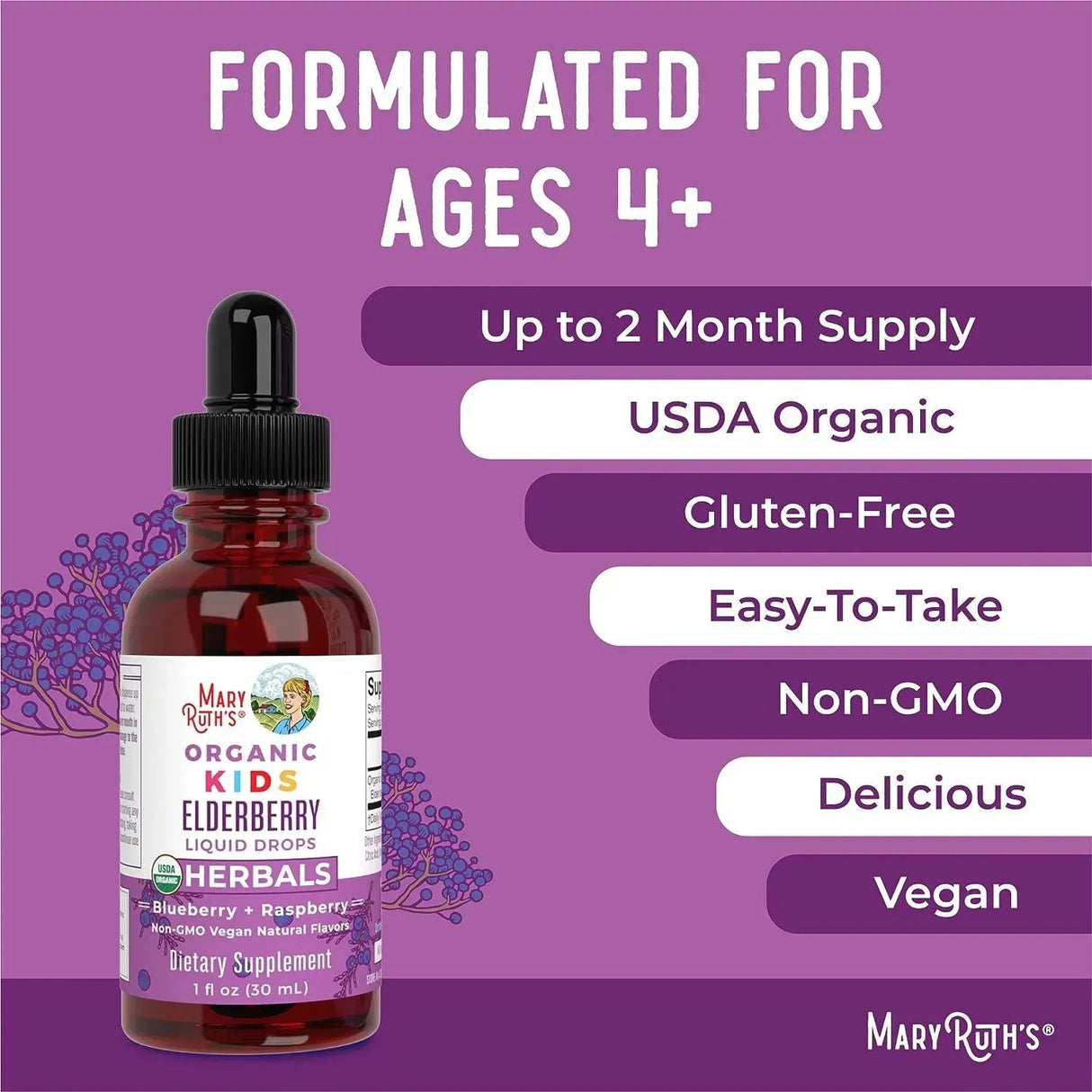 MARY RUTH ORGANICS - MaryRuth Organics Elderberry Liquid Drops for Kids Ages 4-13 30Ml. - The Red Vitamin MX - Suplementos Alimenticios - {{ shop.shopifyCountryName }}