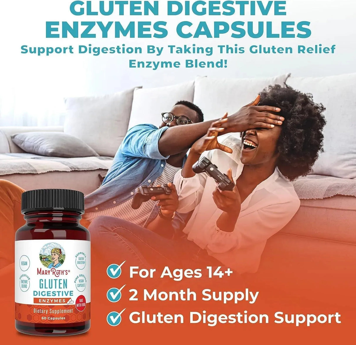 MARY RUTH ORGANICS - MaryRuth Organics Gluten Enzymes 60 Capsulas - The Red Vitamin MX - Suplementos Alimenticios - {{ shop.shopifyCountryName }}