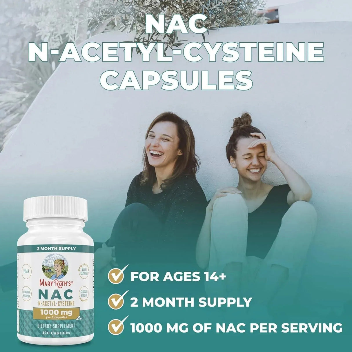 MARY RUTH ORGANICS - MaryRuth Organics NAC N-Acetyl Cysteine 1000Mg. 120 Capsulas - The Red Vitamin MX - Suplementos Alimenticios - {{ shop.shopifyCountryName }}