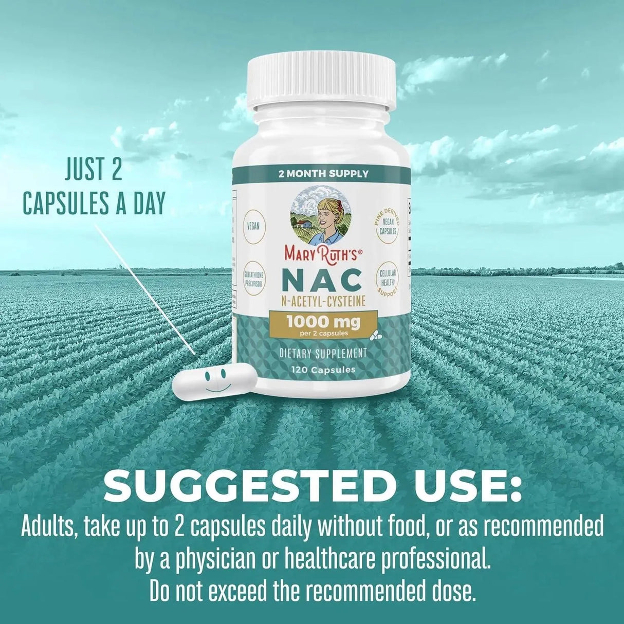 MARY RUTH ORGANICS - MaryRuth Organics NAC N-Acetyl Cysteine 1000Mg. 120 Capsulas - The Red Vitamin MX - Suplementos Alimenticios - {{ shop.shopifyCountryName }}