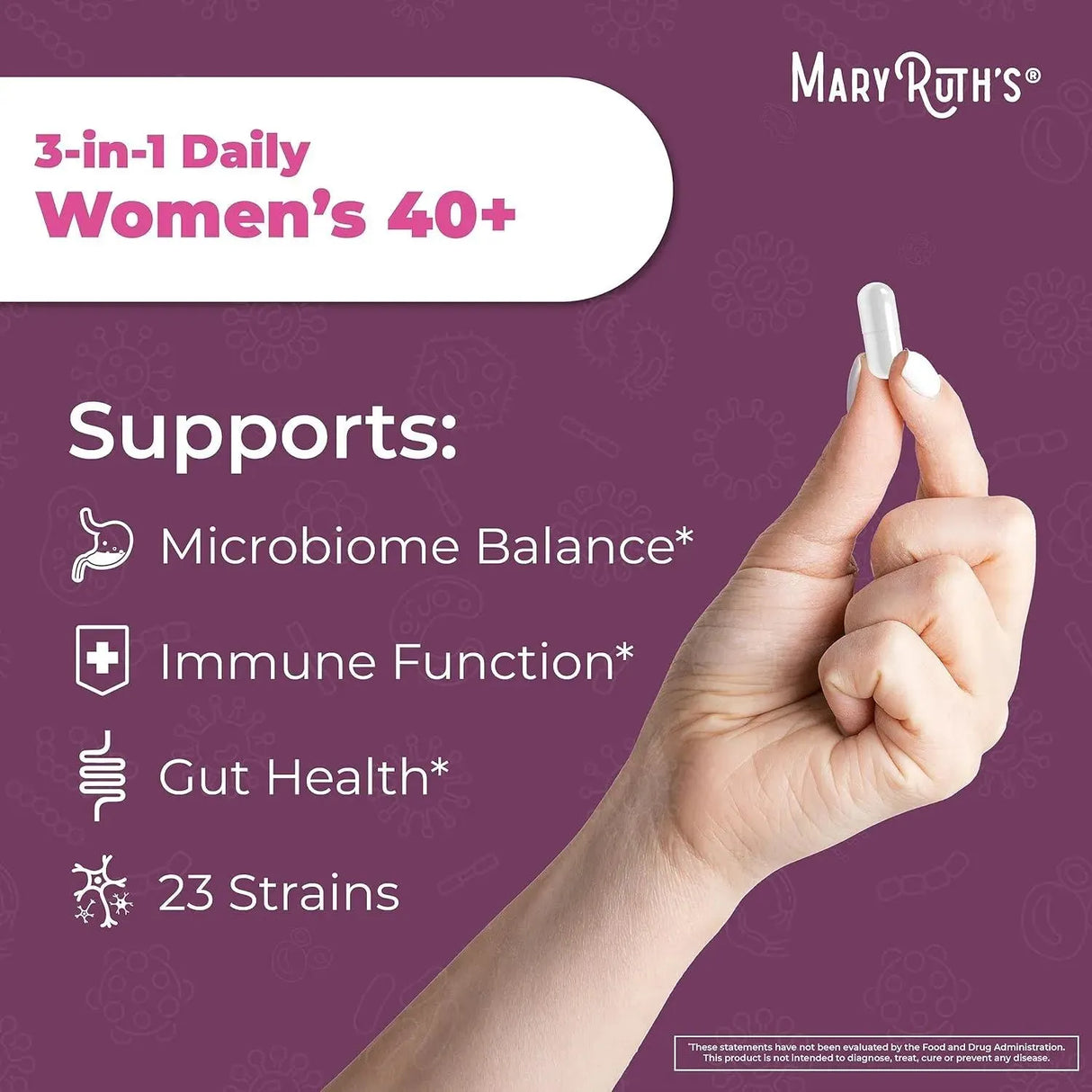 MARY RUTH ORGANICS - MaryRuth's 3-in-1 Daily Health 40+ Probiotics for Women 30 Capsulas - The Red Vitamin MX - Suplementos Alimenticios - {{ shop.shopifyCountryName }}