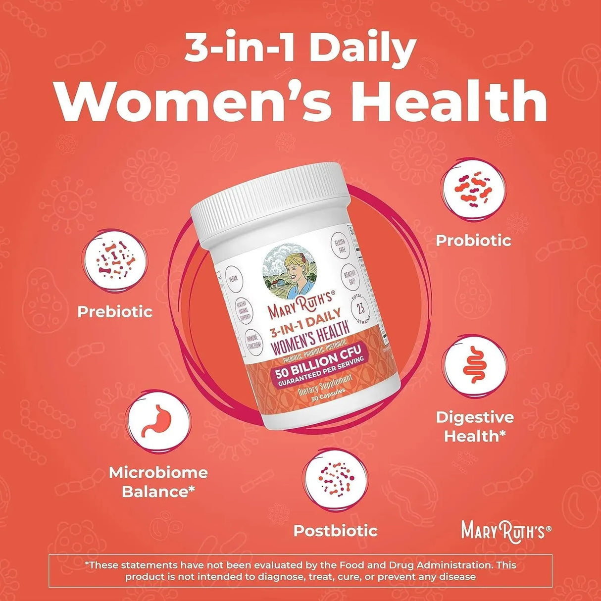 MARY RUTH ORGANICS - MaryRuth's 3-in-1 Daily Health Probiotics for Women 30 Capsulas - The Red Vitamin MX - Suplementos Alimenticios - {{ shop.shopifyCountryName }}