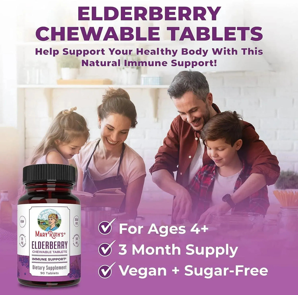MARY RUTH ORGANICS - MaryRuth's Black Elderberry + Vitamin C 90 Tabletas Masticables - The Red Vitamin MX - Suplementos Alimenticios - {{ shop.shopifyCountryName }}