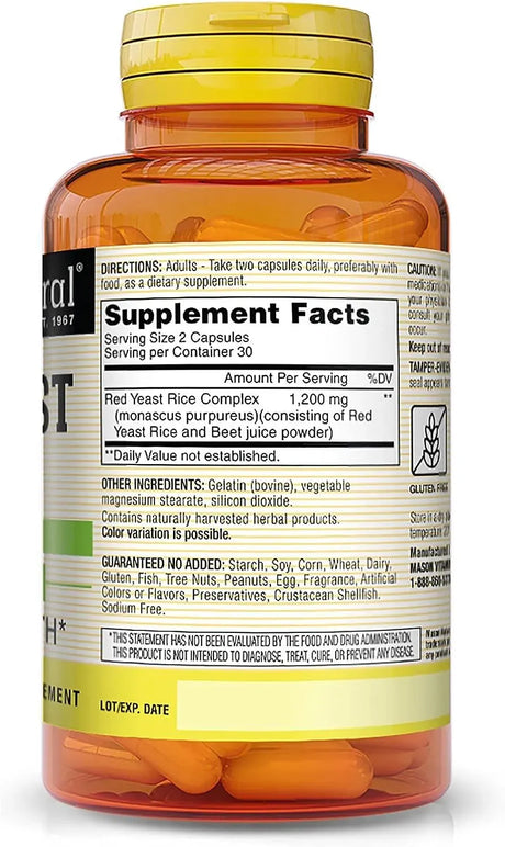 MASON NATURAL - MASON NATURAL Red Yeast Rice 180 Capsulas - The Red Vitamin MX - Suplementos Alimenticios - {{ shop.shopifyCountryName }}