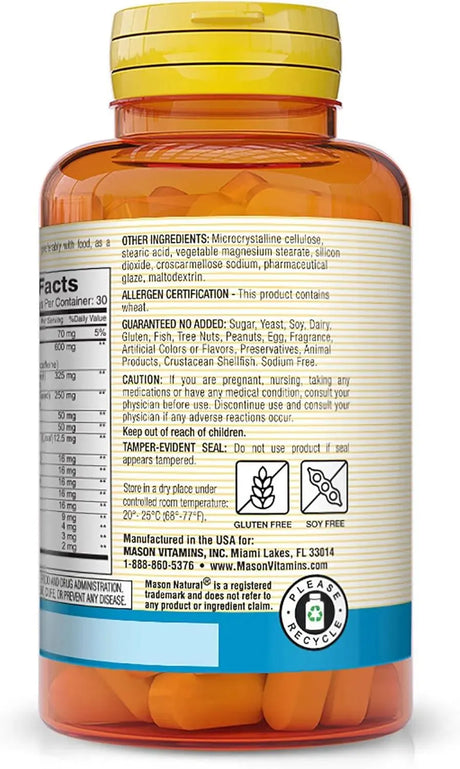 MASON NATURAL - MASON NATURAL Super Energy with Guarana, Panax Ginseng & Kola Nut 60 Tabletas - The Red Vitamin MX - Suplementos Alimenticios - {{ shop.shopifyCountryName }}