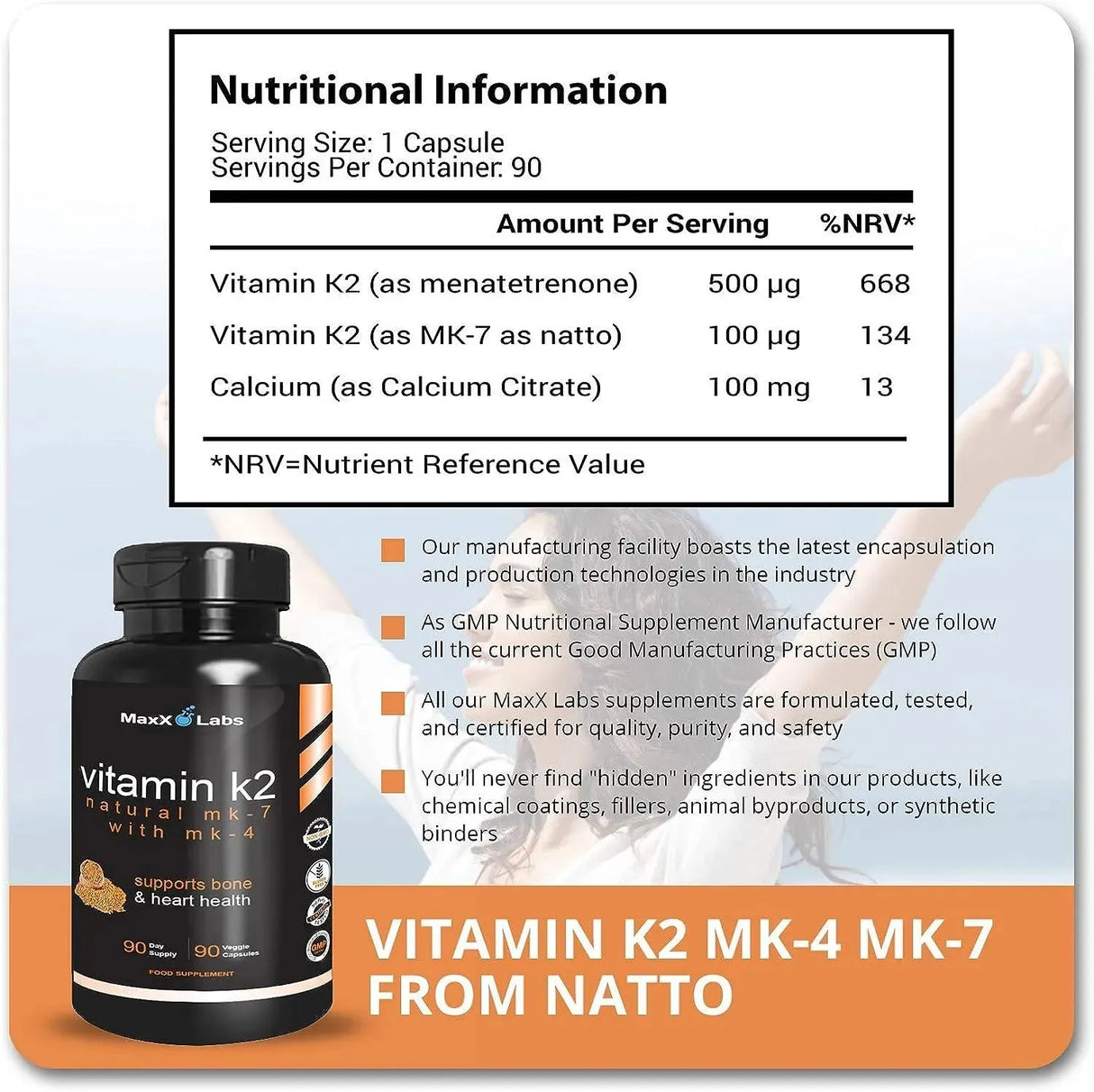 MAXX LABS - Maxx Labs High Strength Vitamin K2 600mcg 90 Capsulas - The Red Vitamin MX - Suplementos Alimenticios - {{ shop.shopifyCountryName }}