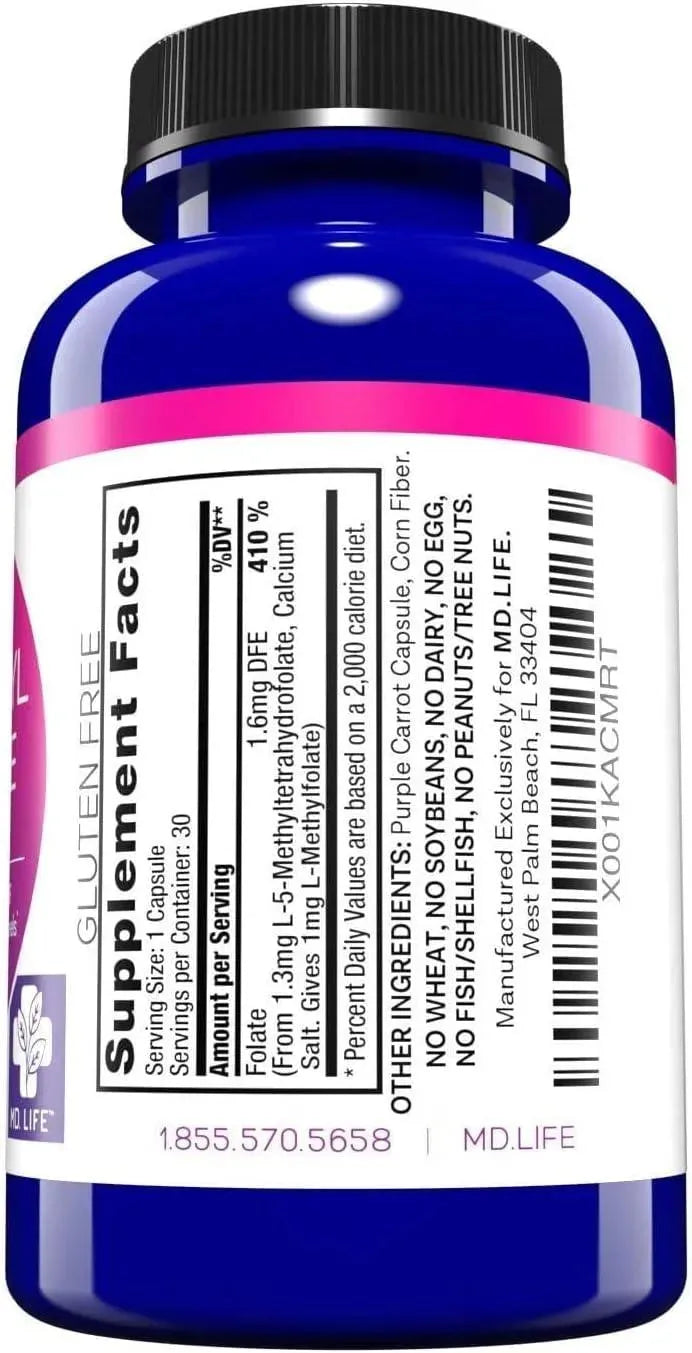 MD LIFE - MD Life L Methylfolate 1 Mg. 30 Capsulas - The Red Vitamin MX - Suplementos Alimenticios - {{ shop.shopifyCountryName }}